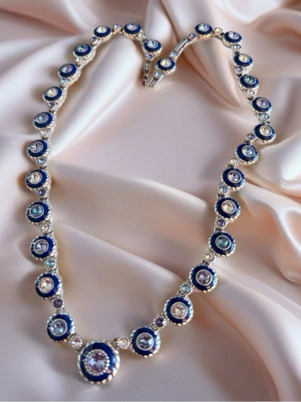 🩵 BRIGHTON Eclipse HALO TANZANITE PURPLE BLUE SWAROVSKI CRYST SLVR NECKLACE!